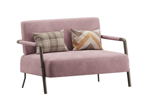 Casual Solid Color Living Room Loveseat in Grey 3D Model