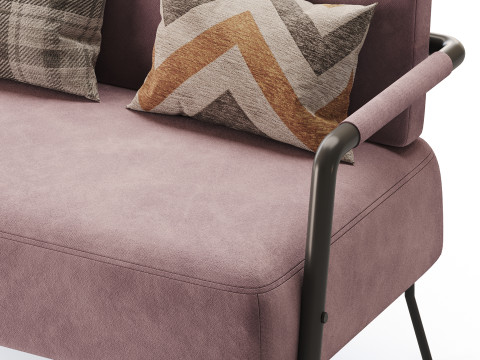 Casual Solid Color Living Room Loveseat in Grey 3D Model