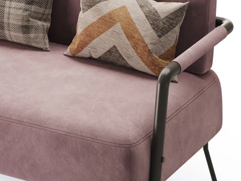 Casual Solid Color Living Room Loveseat in Grey 3D Model
