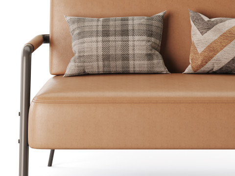 Casual Solid Color Living Room Loveseat in Grey 3D Model