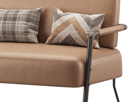 Casual Solid Color Living Room Loveseat in Grey 3D Model