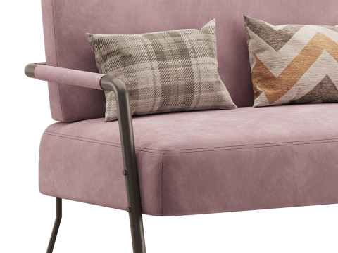 Casual Solid Color Living Room Loveseat in Grey 3D Model