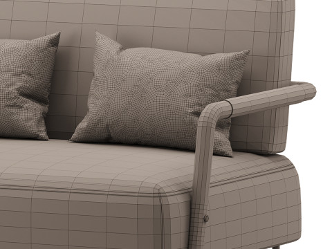Casual Solid Color Living Room Loveseat in Grey 3D Model