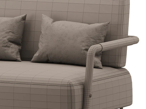 Casual Solid Color Living Room Loveseat in Grey 3D Model