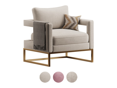 Avery Pink Velvet Chair With 3D Model