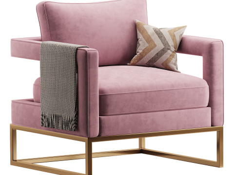 Avery Pink Velvet Chair With 3Dモデル