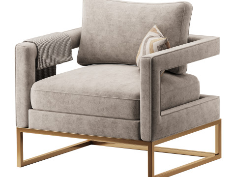 Avery Pink Velvet Chair With 3Dモデル