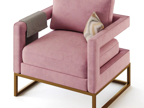Avery Pink Velvet Chair With 3D Model