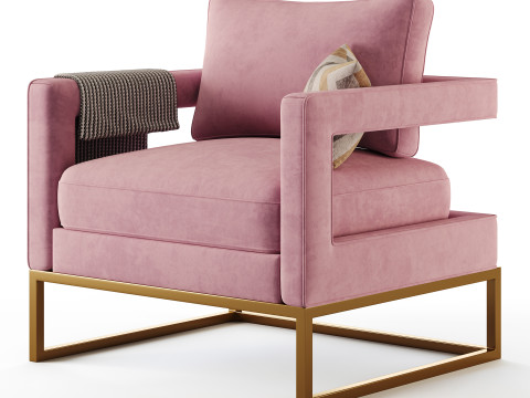 Avery Pink Velvet Chair With 3Dモデル