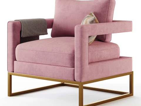 Avery Pink Velvet Chair With 3D Model