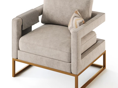 Avery Pink Velvet Chair With 3D Model
