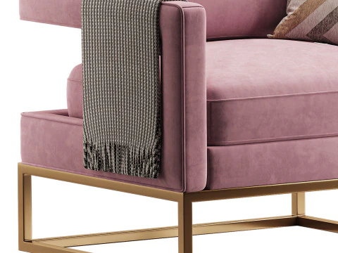 Avery Pink Velvet Chair With 3D Model