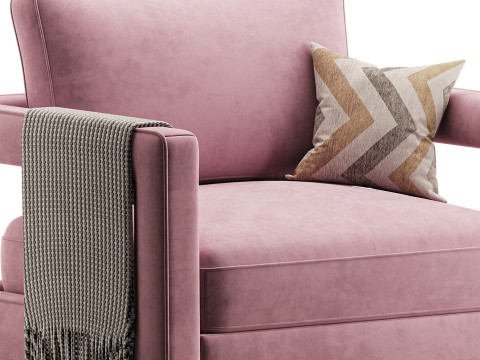 Avery Pink Velvet Chair With 3Dモデル