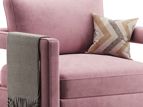 Avery Pink Velvet Chair With 3D Model