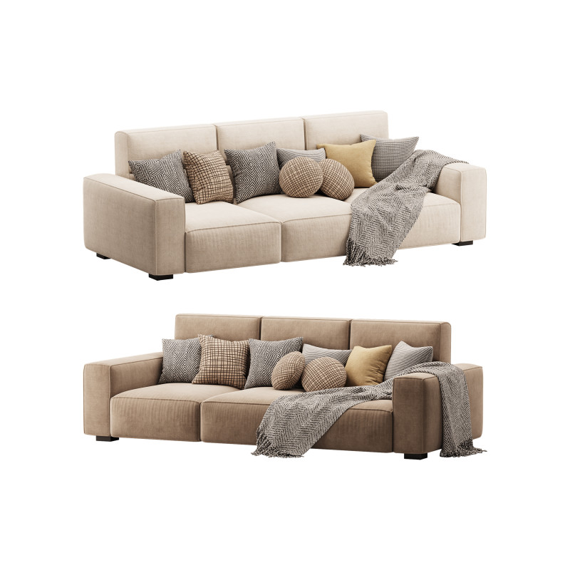 Beige Standard Sofa 3D Modell .c4d .max .obj .3ds .fbx .stl .blend 