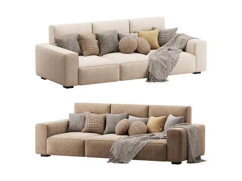 Sofa Standar Krem Model 3D