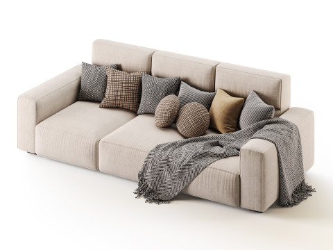 Beige Standard Sofa 3D Modell