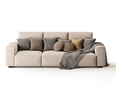 Beige Standard Sofa 3D Modell