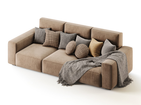 Beige Standard Sofa 3D Modell