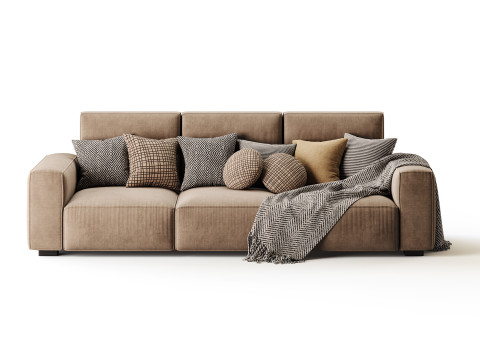 Beige Standard Sofa 3D Modell