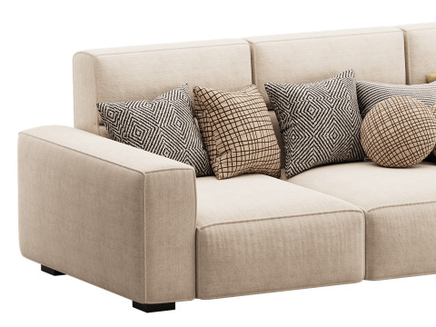 Beige Standard Sofa 3D Modell