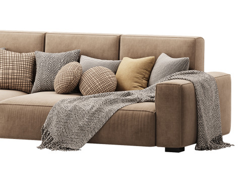 Beige Standard Sofa 3D Modell