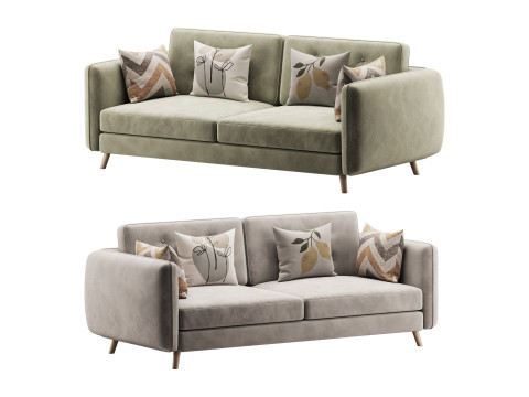 Contemporary Modern Grey 3-seater Sofa 3Dモデル