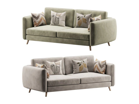 Sof&aacute; contempor&acirc;neo moderno cinza de 3 lugares Modelo 3D