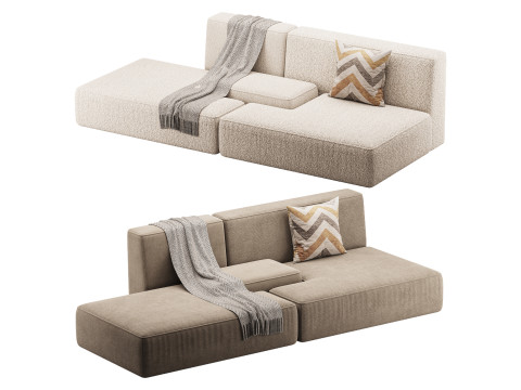 Double sofa Face with armrest black 3D 모델