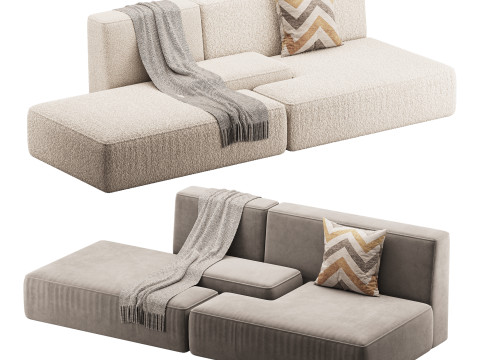 Double sofa Face with armrest black 3D-Modell