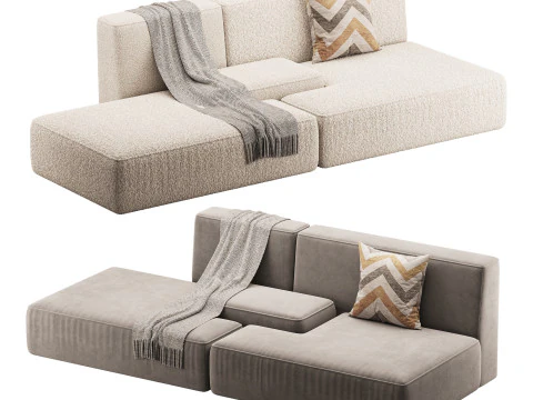 Double sofa Face with armrest black 3D Model