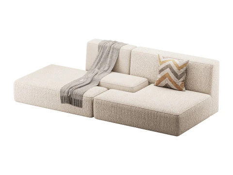 Double sofa Face with armrest black 3D Model