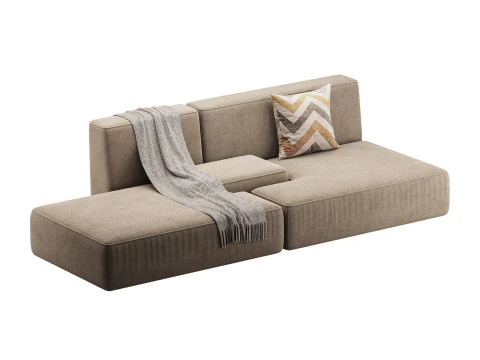 Double sofa Face with armrest black 3D Model