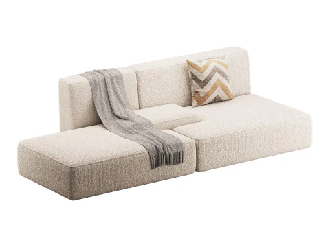 Double sofa Face with armrest black 3D Model