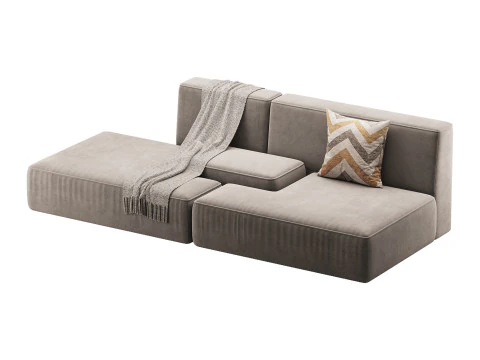 Double sofa Face with armrest black 3D Model