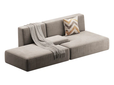 Double sofa Face with armrest black 3D Model