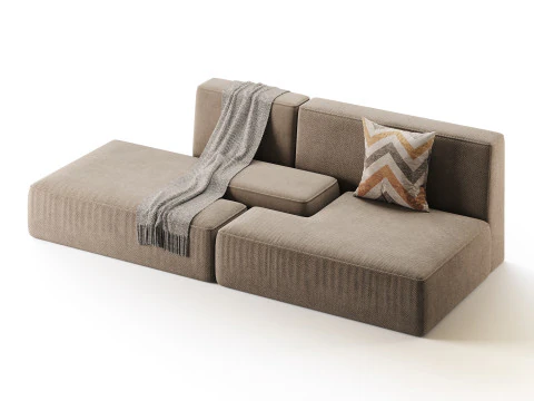 Double sofa Face with armrest black 3D Model