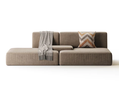 Double sofa Face with armrest black 3D Model