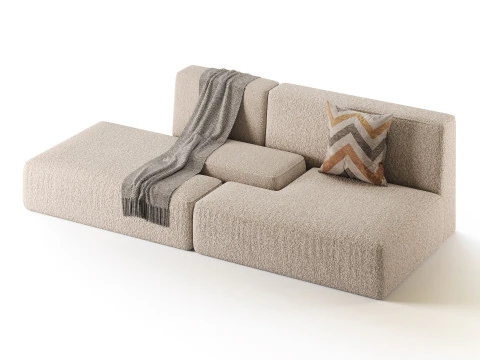 Double sofa Face with armrest black 3D Model