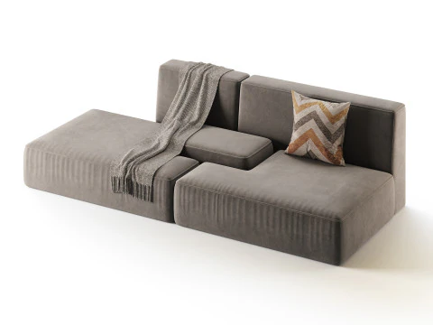 Double sofa Face with armrest black 3D Model
