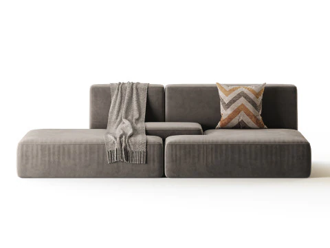 Double sofa Face with armrest black 3D Model