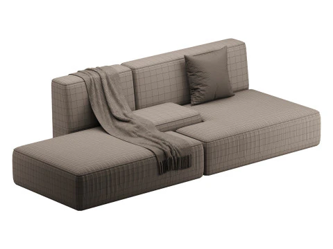 Double sofa Face with armrest black 3D Model