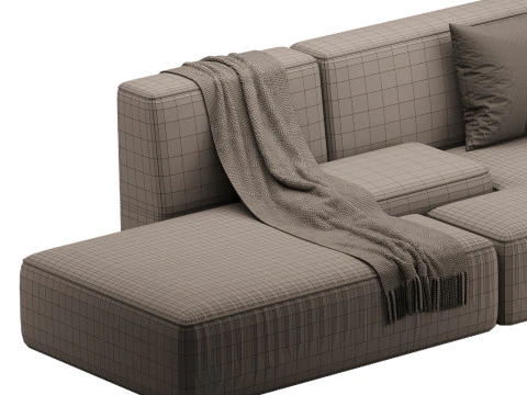 Double sofa Face with armrest black 3D Model