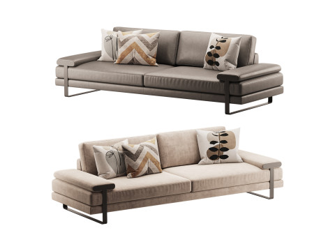 Full Grain Cow Leather Upholstered Sofa 3Dモデル
