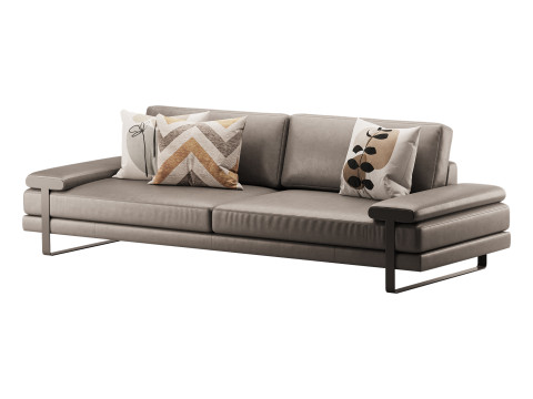 Full Grain Cow Leather Upholstered Sofa 3Dモデル
