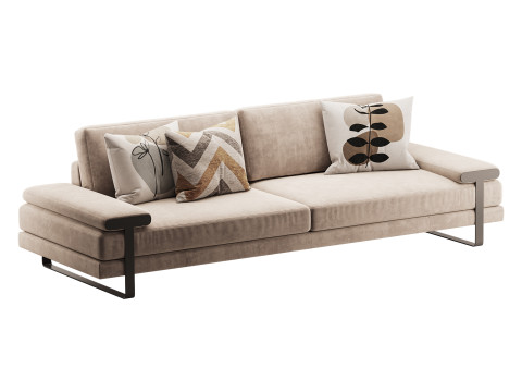 Full Grain Cow Leather Upholstered Sofa 3Dモデル