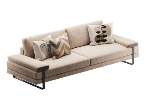 Full Grain Cow Leather Upholstered Sofa 3Dモデル