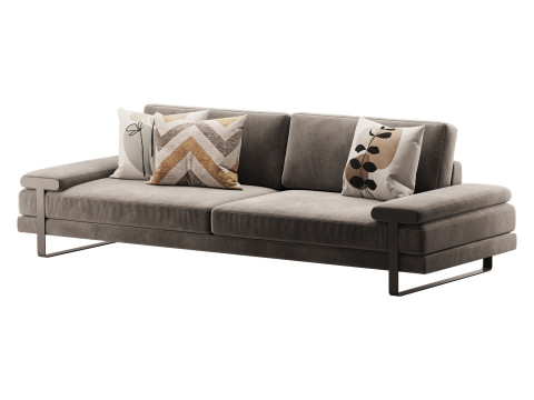 Full Grain Cow Leather Upholstered Sofa 3Dモデル