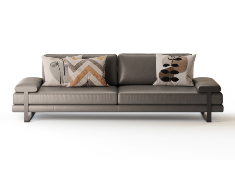 Full Grain Cow Leather Upholstered Sofa 3Dモデル