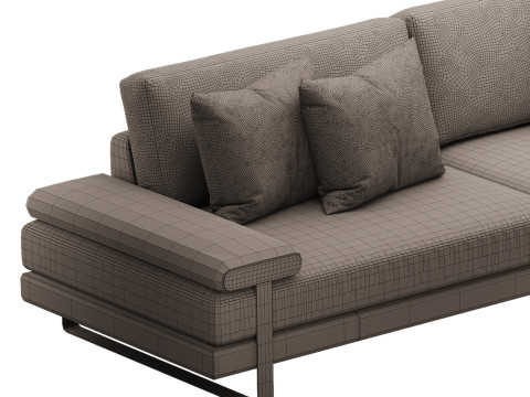 Full Grain Cow Leather Upholstered Sofa 3Dモデル